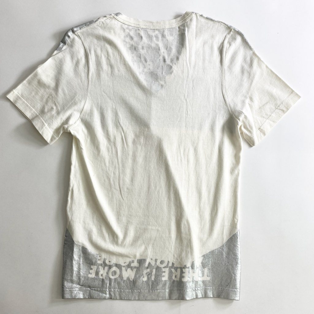 51b25 Maison Margiela メゾンマルジェラ 英字プリント Tシャツ XS ホワイト シルバー カットソー TEE アルバニア製