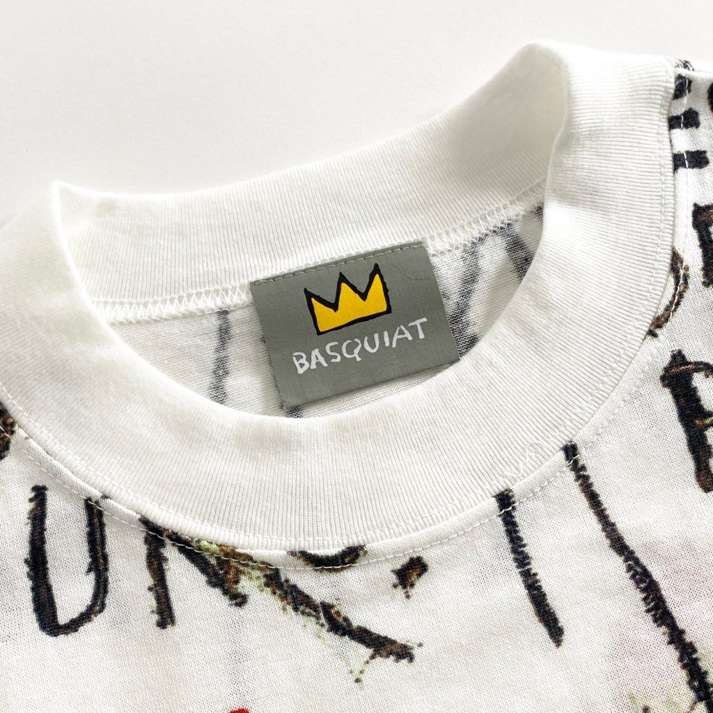 58b13 《美品》 BASQUIAT バスキア 00’s デッドストック 展覧会限定 アートTシャツ ホワイト 日本製 ジャン＝ミシェル バスキア カットソー TEE 絵画