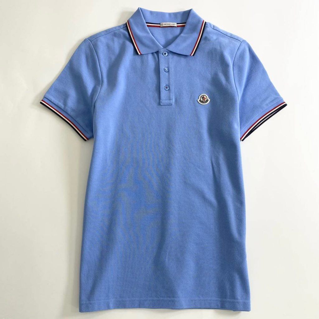 7e19-8 タグ付☆MONCLER モンクレール ロゴワッペンポロシャツ サイズS ブルー MAGLIA POLO MANICA C マリアポロマニカ メンズ 半袖 春夏