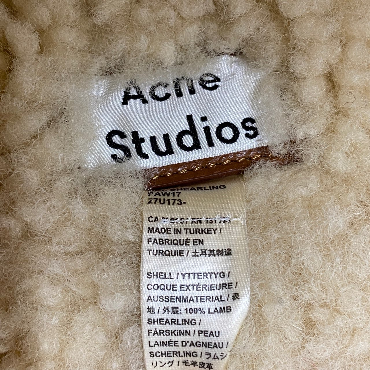 A14 《美品》 Acne Studios アクネ ストゥディオズ ムートンバケットハット キャメル ラムレザー 帽子 羊革 HAT