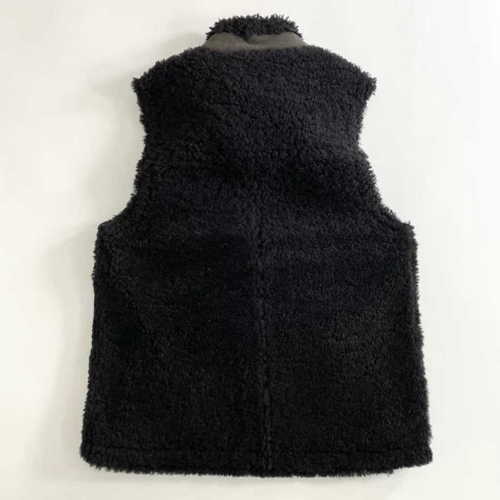 37f28 PROTAGONISTA プロタゴニスタ ムートンボアベスト 40 ブラック ラムスキン Shearling イタリア製 フリース