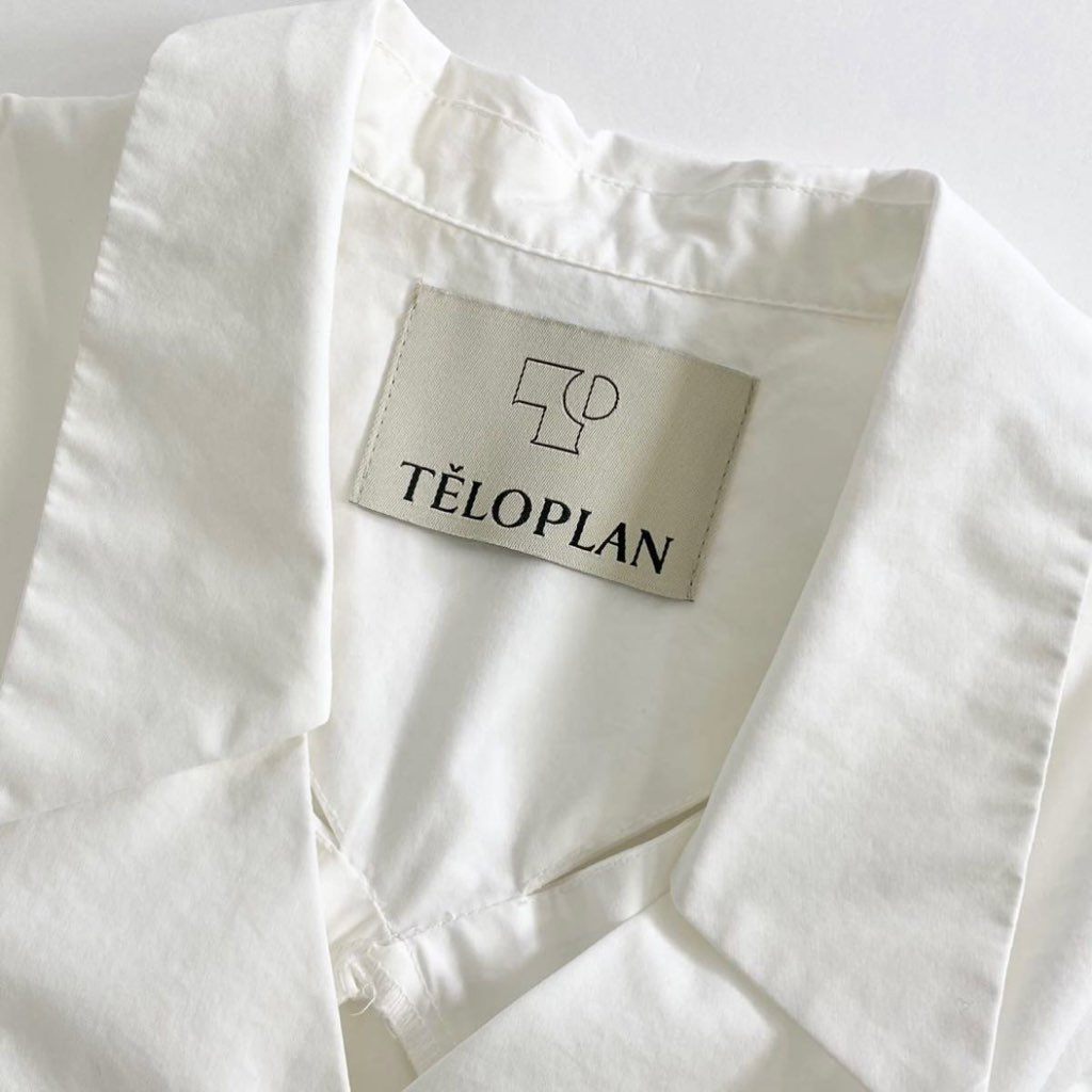 40f15 《美品》 TELOPLAN テーロプラン 22SS Hardy Top フレンチスリーブ タフタシャツ F ホワイト スリット ブラウス