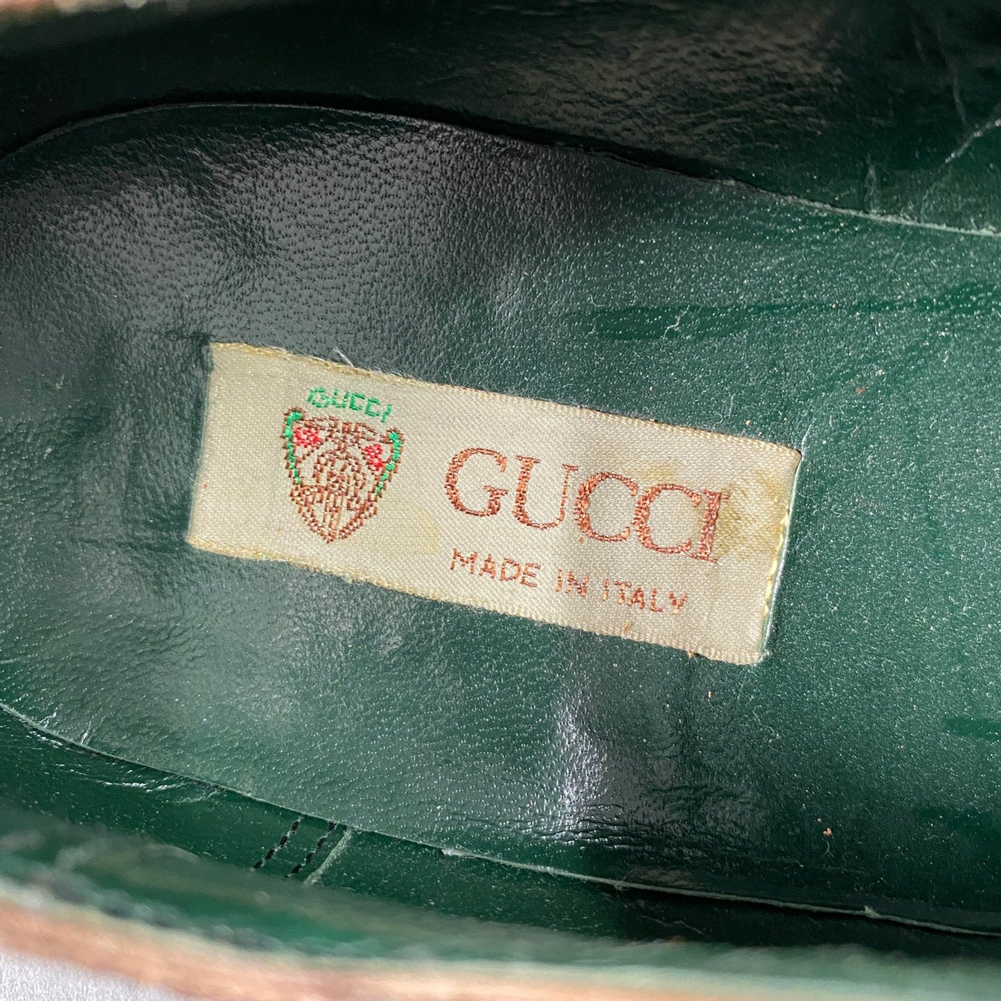 3L23 GUCCI グッチ 本革 リザード トカゲ革 Wチップドレスシューズ 41 1/2 D ブラウン 革靴 オールドグッチ Vintage