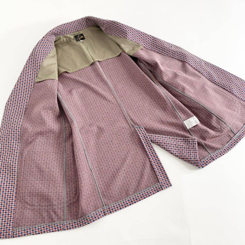 1g26 《美品》 Needles ニードルス 2B Jacket Poly J ポリジャケット サイズS グレー メンズ ブレザー 総柄 上着 テーラードジャケット