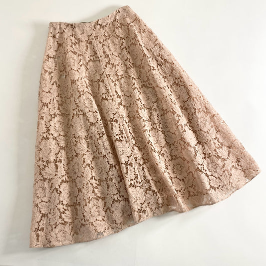 50a30 VALENTINO ヴァレンティノ フラワーレーススカート 38 ピンク ボトムス イタリア製 メッシュ skirt