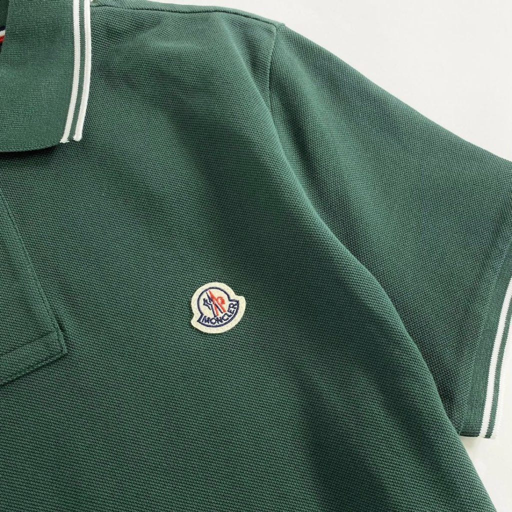 6e19-14 未使用タグ付☆MONCLER モンクレール ロゴワッペンポロシャツ サイズS グリーン MAGLIA POLO MANICA マリアポロマニカ メンズ