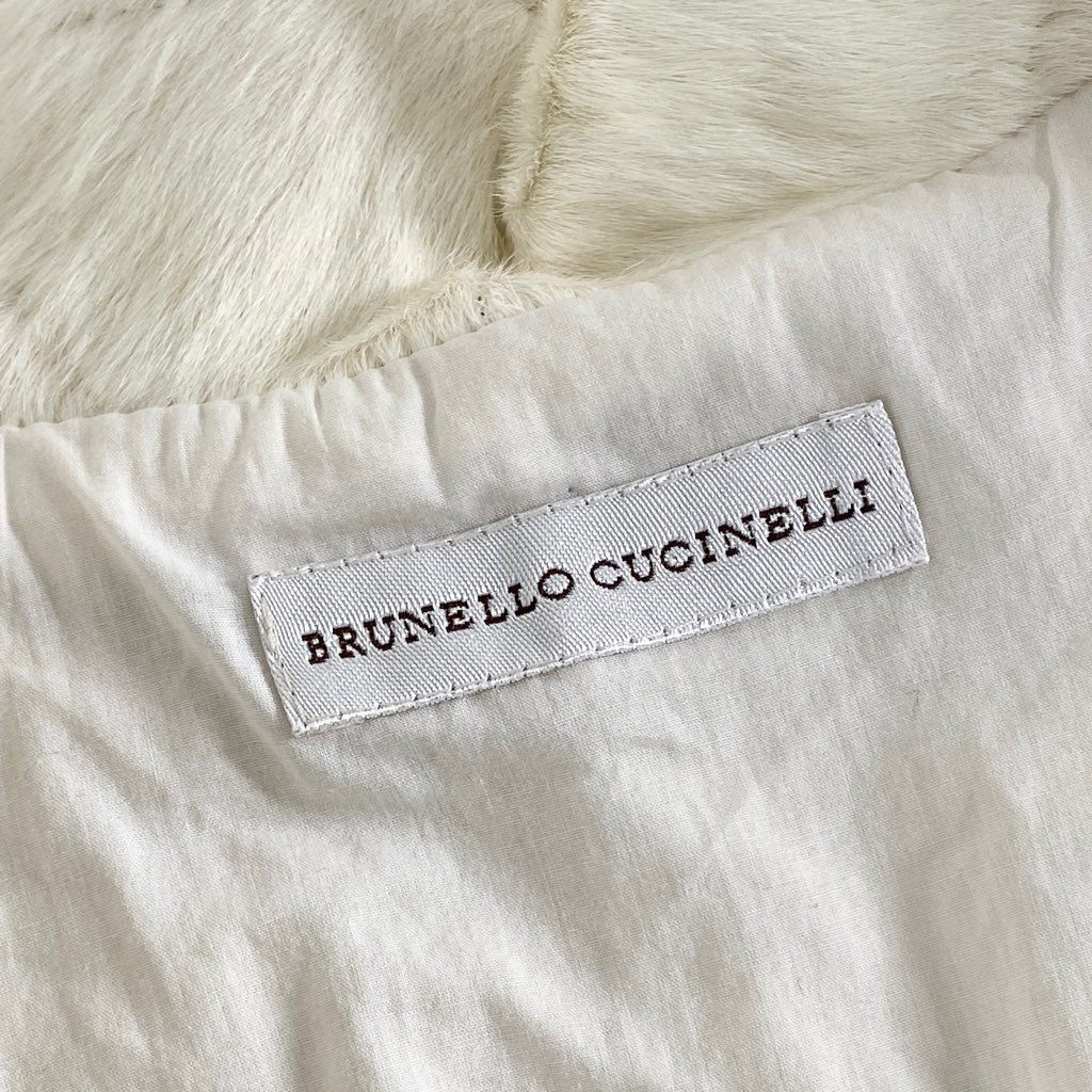 4b3 《未使用》 定価\194,250 BRUNELLO CUCINELLI ブルネロクチネリ 山羊革 ボレロ ショートジャケット ホワイト タグ付き