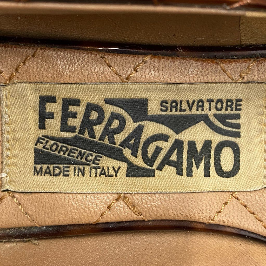 1b29 Salvatore Ferragamo サルヴァトーレ フェラガモ VARA ヴァラリボン レオパード パンプス ブラウン シューズ イタリア製 ヒョウ柄