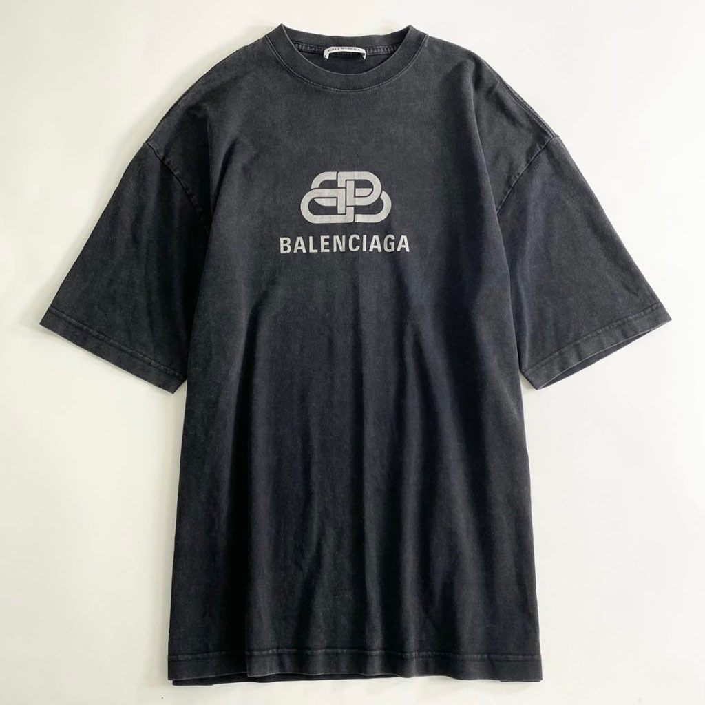 11i10 BALENCIAGA バレンシアガ ロゴプリントオーバーサイズTee S ブラック メンズ カットソー Tシャツ ビッグシルエット 半袖 春夏