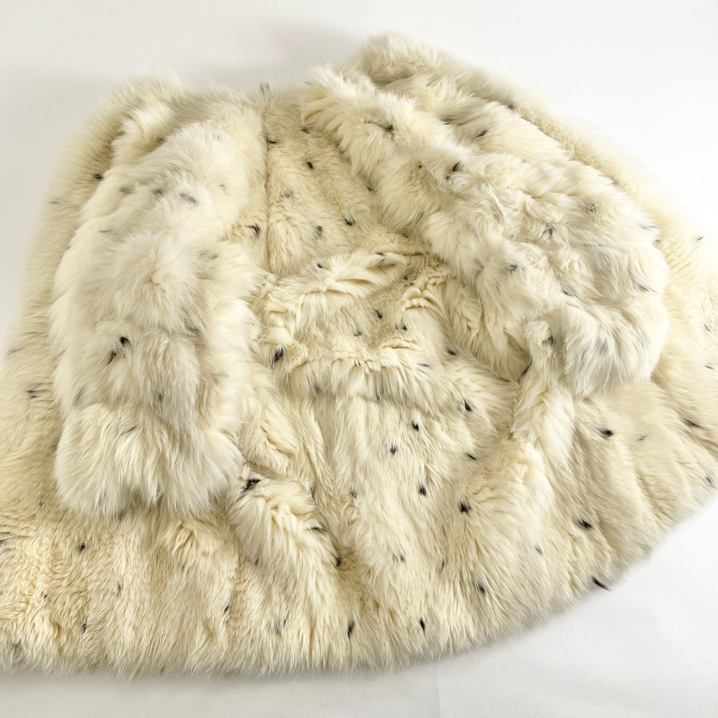 11b29 《最高級毛皮》 mila schon furs ミラショーン 斑点 フォックスファー フォックスコート セミロングコート 着丈95cm 毛皮コート リアルファーコート オフホワイト系 フォックスファー FOXFUR レディース