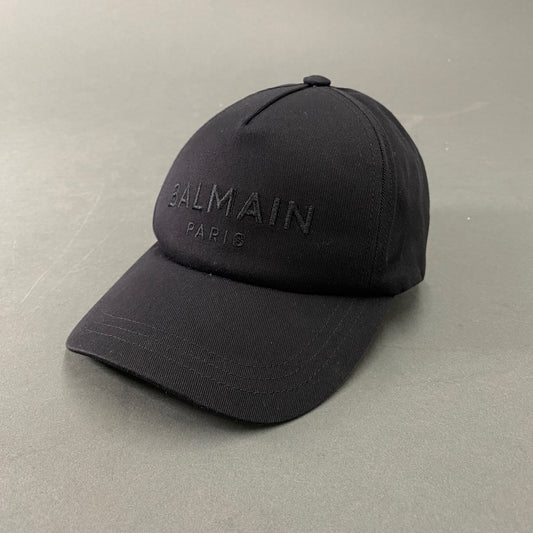 k7 BALMAIN バルマン 6パネルキャップ 刺繍ロゴ F ブラック コットン バッグベルト LOGO CAP