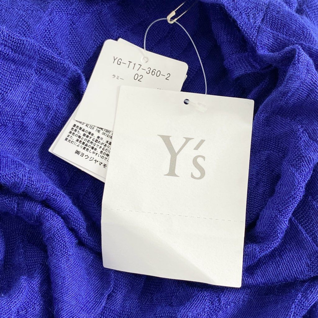 8c7 《極美品》 Y's ワイズ タグ付き 変形ニットブラウス 2 ブルー カットソー 幾何学模様 Yohji yamamoto ヨウジヤマモト