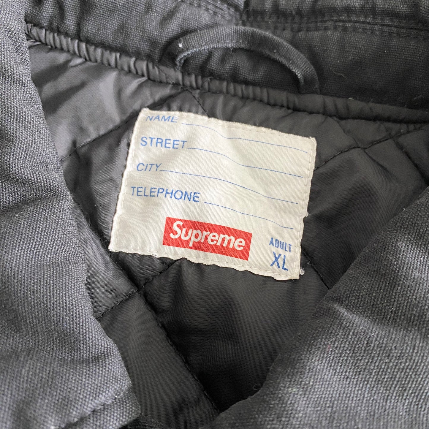 6j28 Supreme シュプリーム 20ss ツイル ヴァーシティ ジャケット 裏地キルティング バックロゴ XL