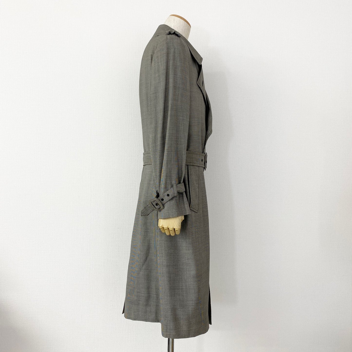 33L14《美品》イタリア製 VALENTINO ヴァレンティノ ウールトレンチコート 50 L相当 グレー 千鳥チェック TRENCH COAT アウター