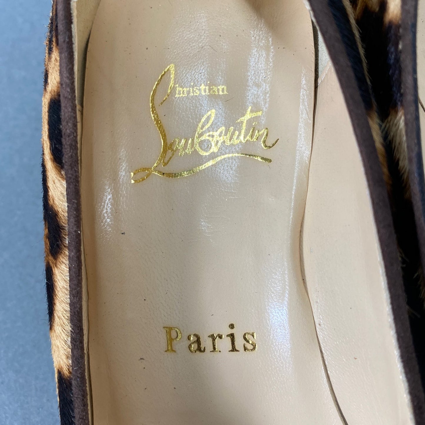 1L5 Christian Louboutin クリスチャンルブタン 35(22cm相当) ベージュ系 ハラコレザー レオパード パンプス レザーパンプス レディース