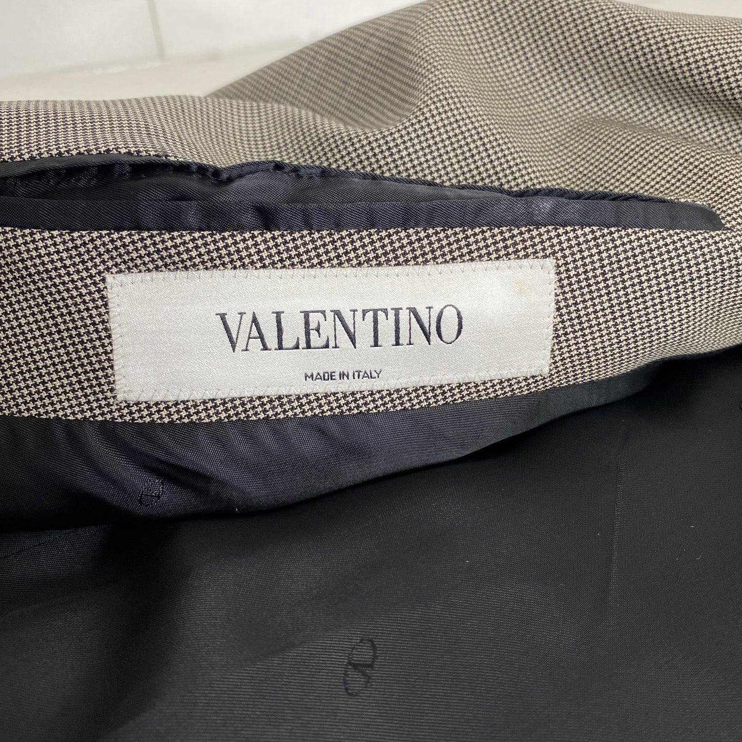 33L14《美品》イタリア製 VALENTINO ヴァレンティノ ウールトレンチコート 50 L相当 グレー 千鳥チェック TRENCH COAT アウター