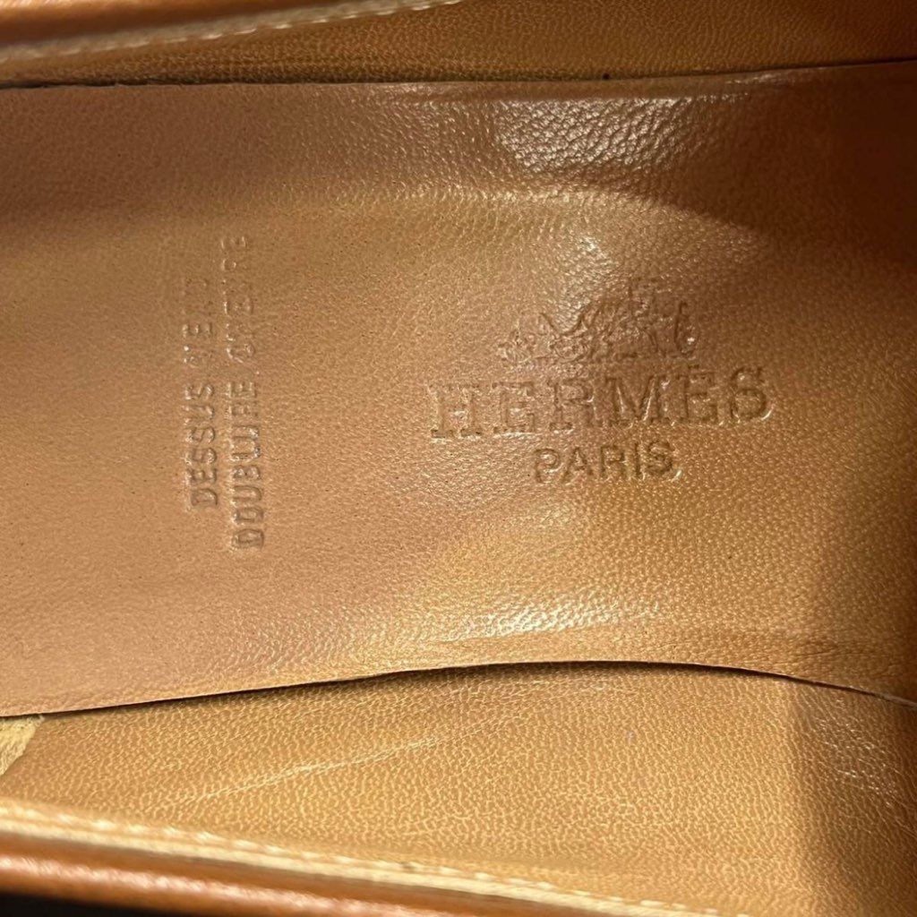 14f1 イタリア製 HERMES エルメス モカシンパリ Hコンスタンス ローファー レザーシューズ H金具 36.5 ブラウン レディース 女性用