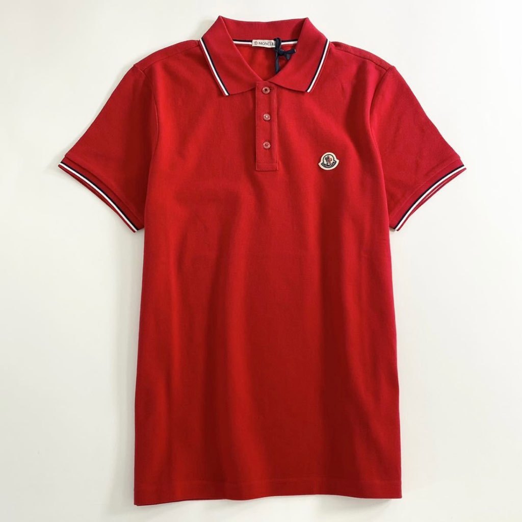 6e19-17 未使用 タグ付☆MONCLER モンクレール ロゴワッペンポロシャツ サイズS レッド MAGLIA POLO MANICA C マリアポロマニカ メンズ