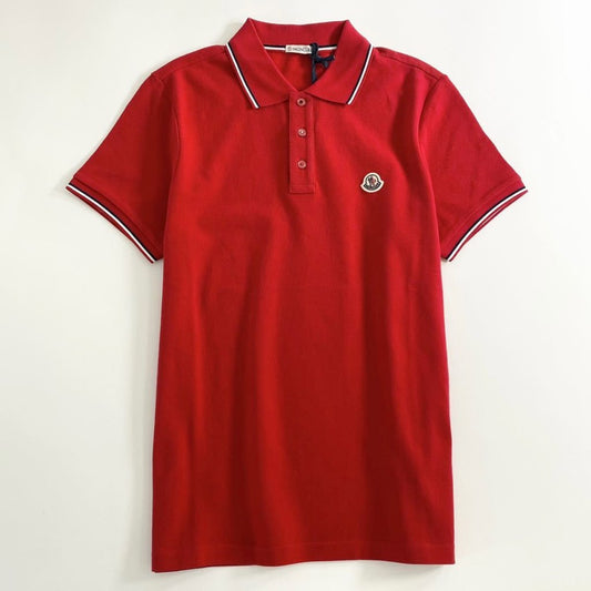 6e19-17 未使用 タグ付☆MONCLER モンクレール ロゴワッペンポロシャツ サイズS レッド MAGLIA POLO MANICA C マリアポロマニカ メンズ 夏