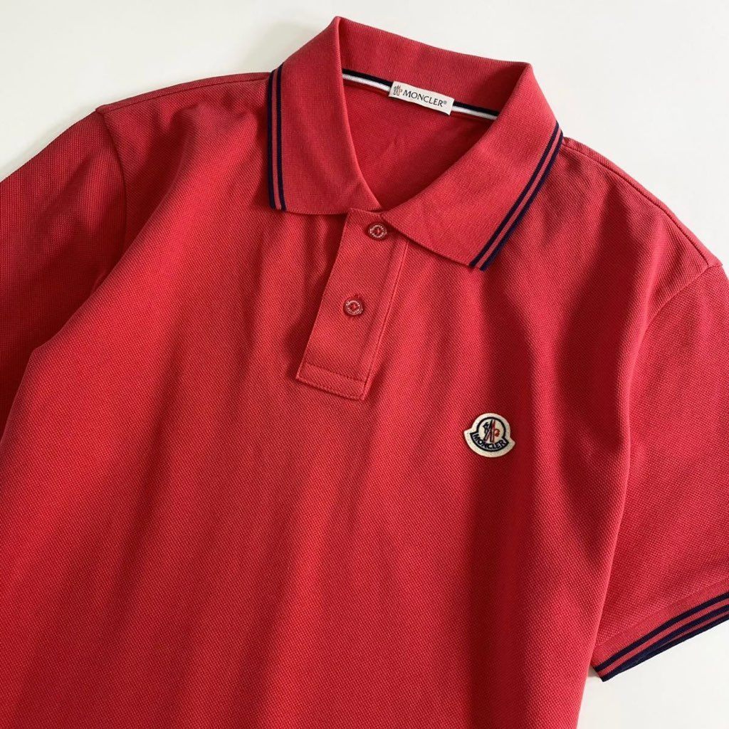 6e19-13 未使用タグ付☆MONCLER モンクレール ロゴワッペンポロシャツ サイズS レッド  MAGLIA POLO MANICA C マリアポロマニカ メンズ