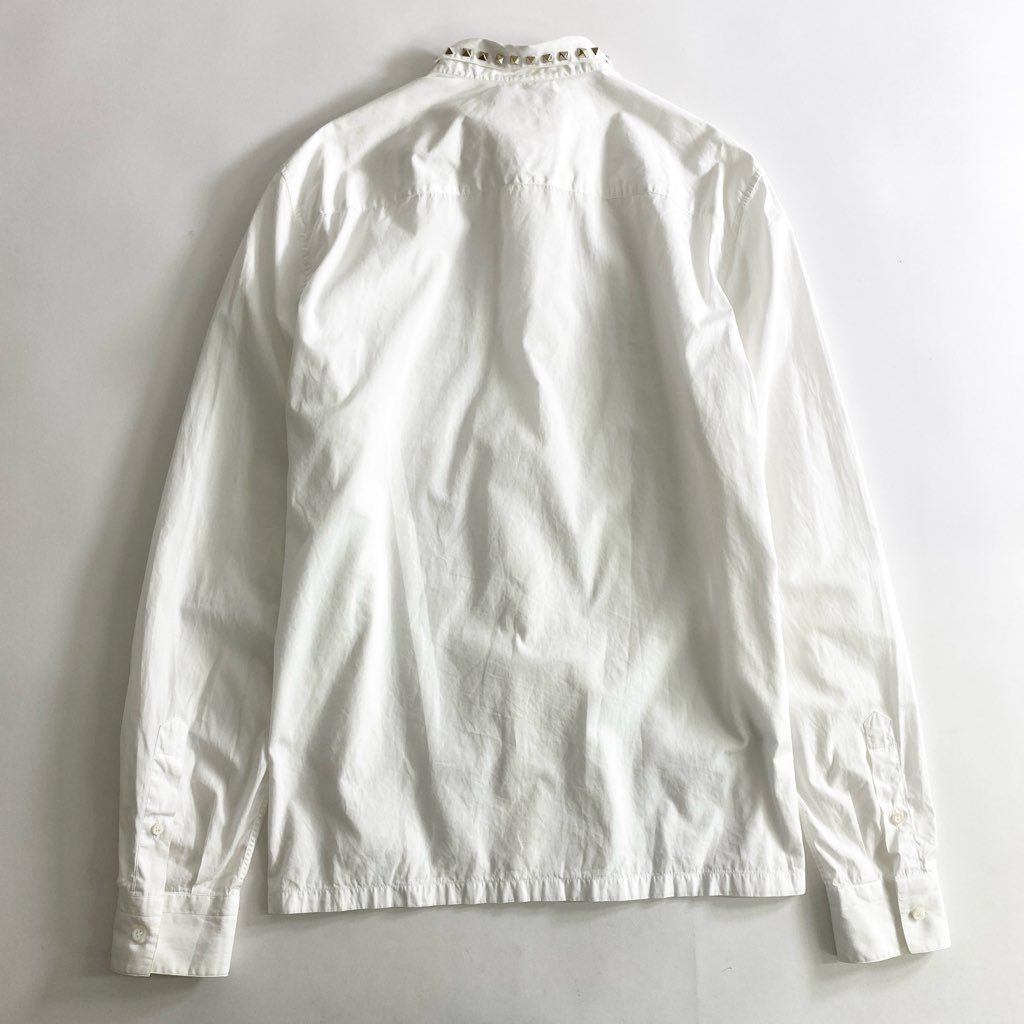 51b25 VALENTINO ヴァレンティノ スタッズカラーシャツ 41 ホワイト イタリア製 ワンポケ SHIRT 長袖