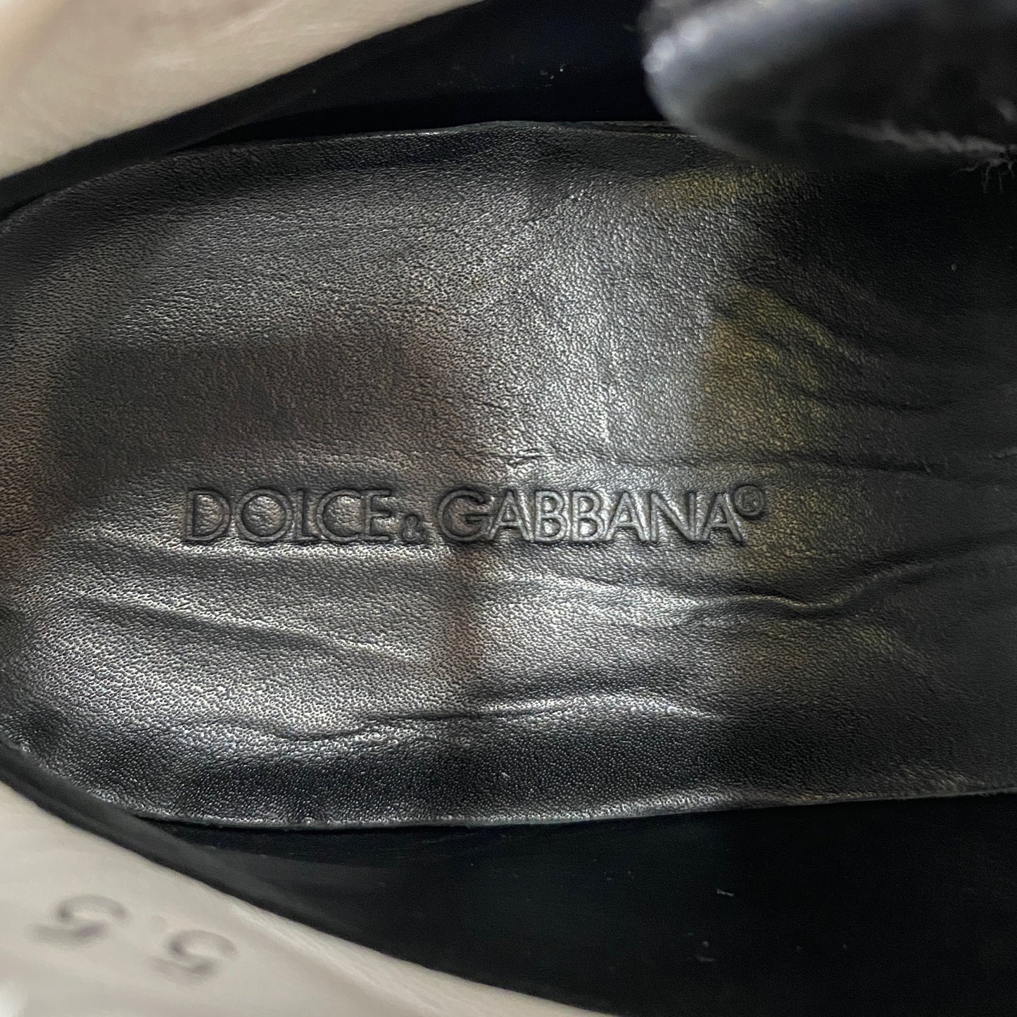 2k15 DOLCE&GABBANA ドルチェアンドガッバーナ ロゴプレート ミドルカットスニーカー 25.5cm ブラック パテントレザー D&G ドルガバ