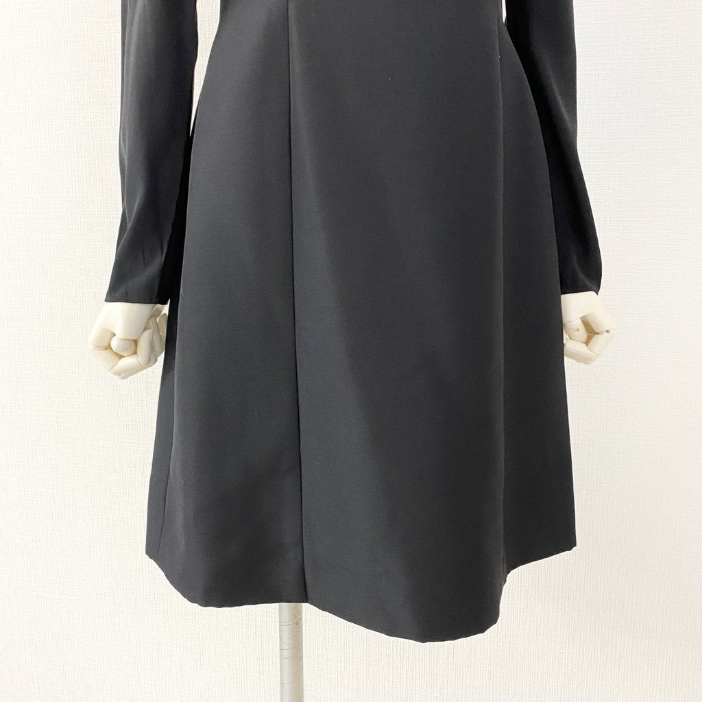 53c11 《美品》 FOXEY フォクシー チューリップラッフルワンピース ドレス 38 ブラック 37076 日本製 シルク混 Dress