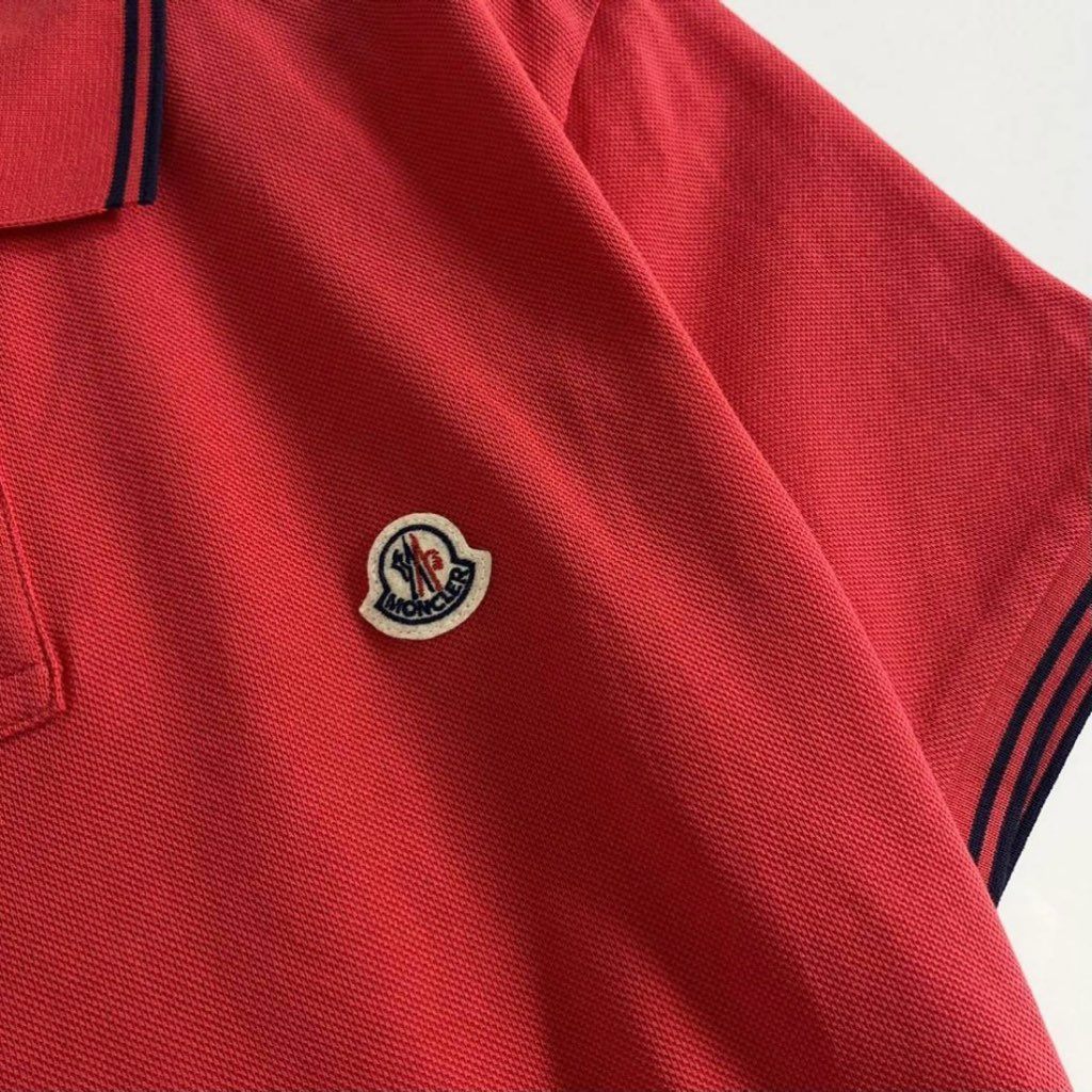 6e19-5 未使用タグ付☆MONCLER モンクレール ロゴワッペンポロシャツ サイズS レッド MAGLIA POLO MANICA C マリアポロマニカ メンズ