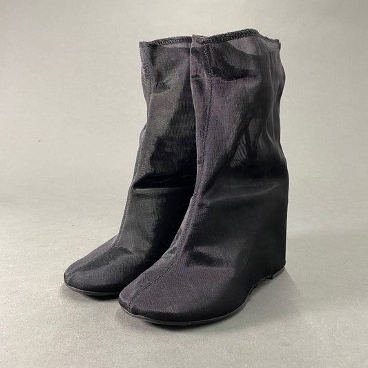 4L22《伊製》Maison Margiela MM6 エムエムシックス ニットブーツ パワーネット ミドルブーツ 37 ブラック レディース