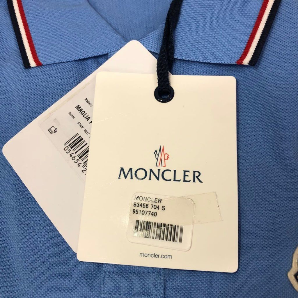 7e19-8 タグ付☆MONCLER モンクレール ロゴワッペンポロシャツ サイズS ブルー MAGLIA POLO MANICA C マリアポロマニカ メンズ 半袖 春夏