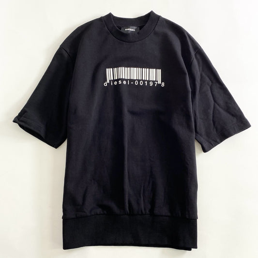 64L7《美品》DIESEL ディーゼル スウェットTシャツ M《180》 ブラック 半袖 カットソー バーコード