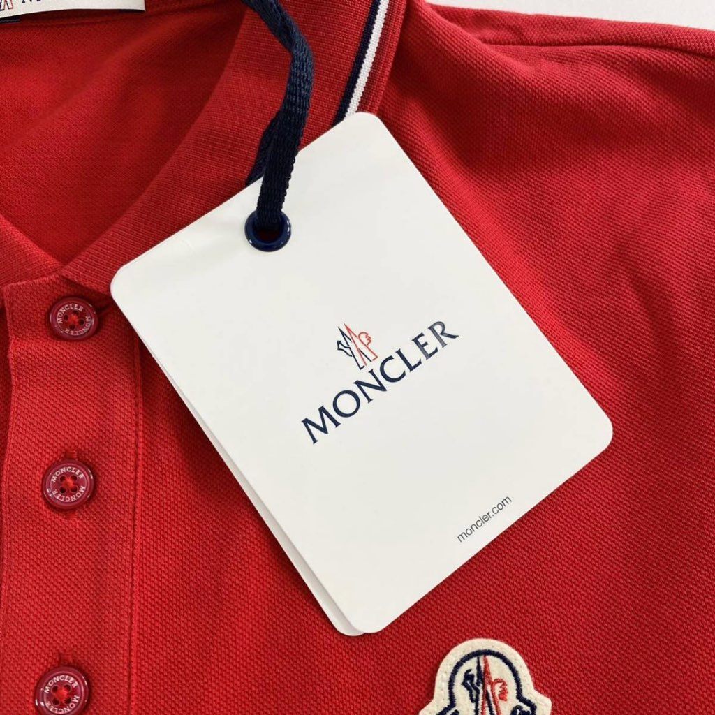 6e19-3 未使用タグ付☆MONCLER モンクレール ロゴワッペンポロシャツ サイズS レッド MAGLIA POLO MANICA C マリアポロマニカ メンズ