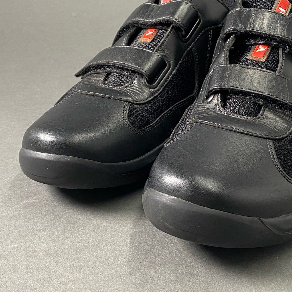 6c5 PRADA SPORTS プラダスポーツ ローカットスニーカー ベルクロストラップ テープ 9 ブラック メンズ レザーコンビ