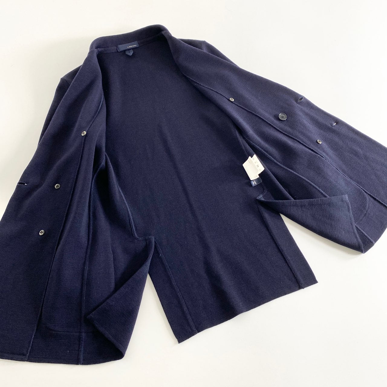 54A15 《美品》 LARDINI ラルディーニ ダブルニットジャケット S ネイビー ダブルブレスト テーラード イタリア製 ブレザー 紺ブレ