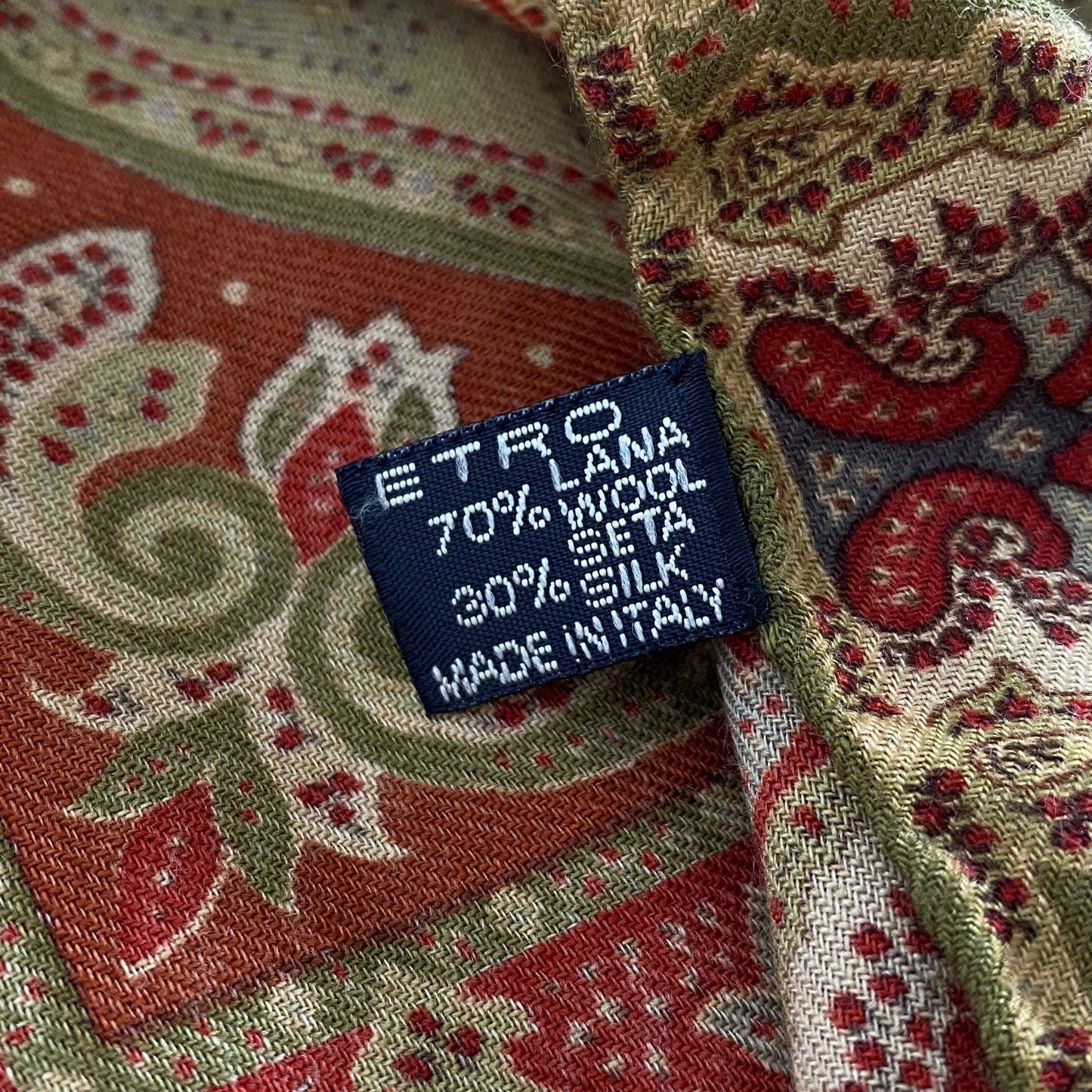 1L5《美品》ETRO エトロ ペイズリー柄 ストール マフラー マルチカラー  ウール70％シルク30％ ユニセックス