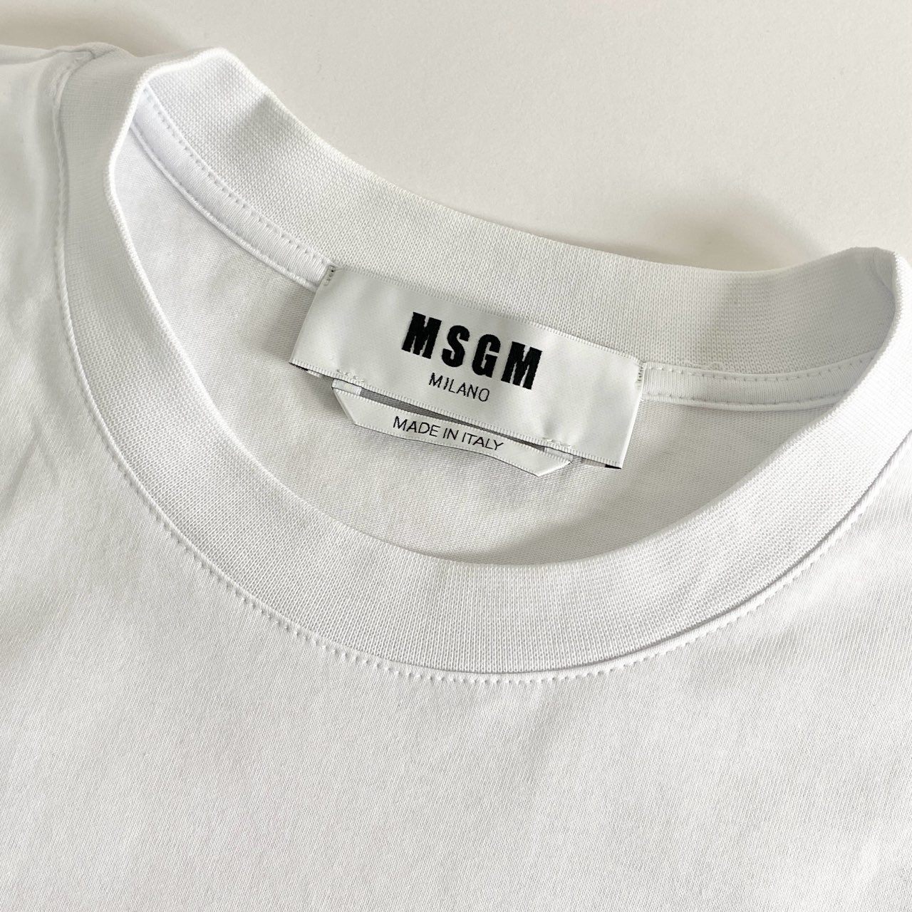 9b26 イタリア製 MSGM エムエスジィエム Tシャツ 半袖カットソー ロゴ プリント XS ホワイト コットン トップス メンズ