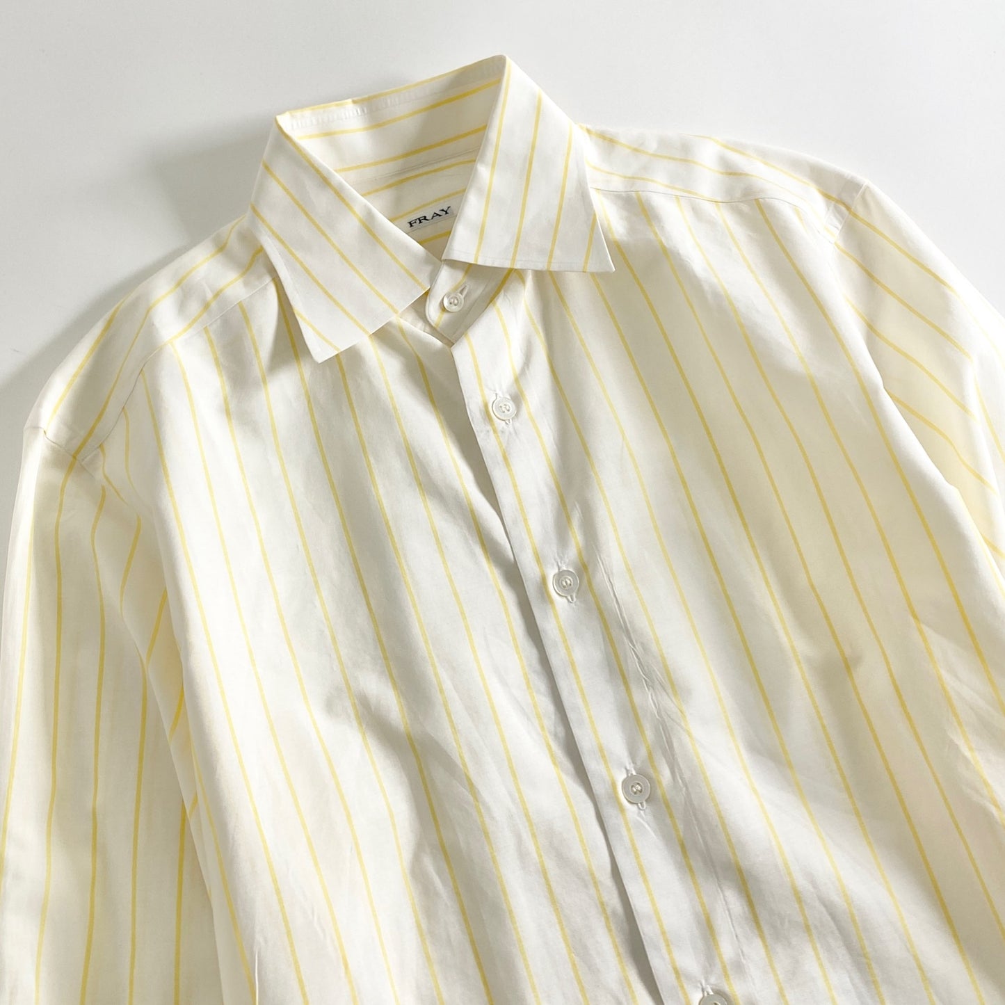 30a28 FRAY フライ ストライプシャツ 39 ホワイト イエロー イタリア製 STRIPE SHIRT コットン ドレスシャツ