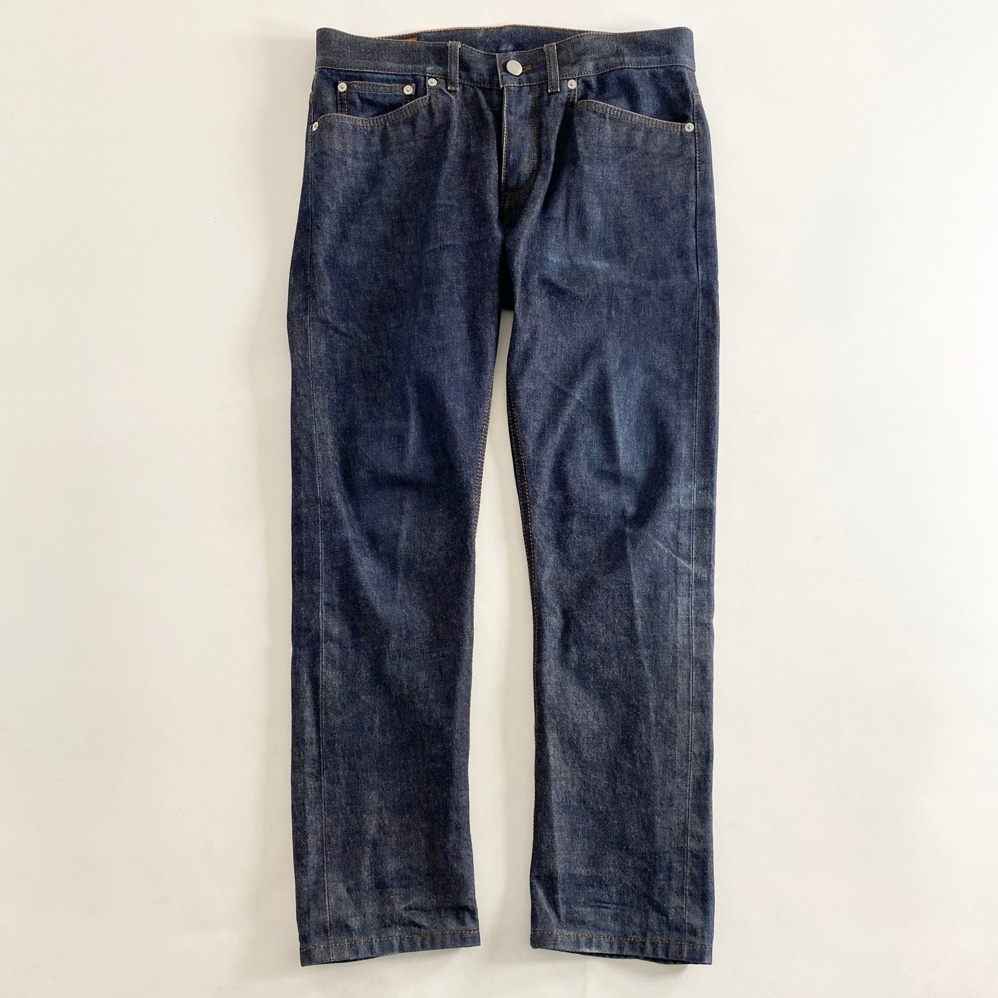 3L14 フランス製☆HERMES エルメス セリエボタン デニムパンツ 40 インディゴ ジーンズ DENIM PANTS セルビッチ オレンジ