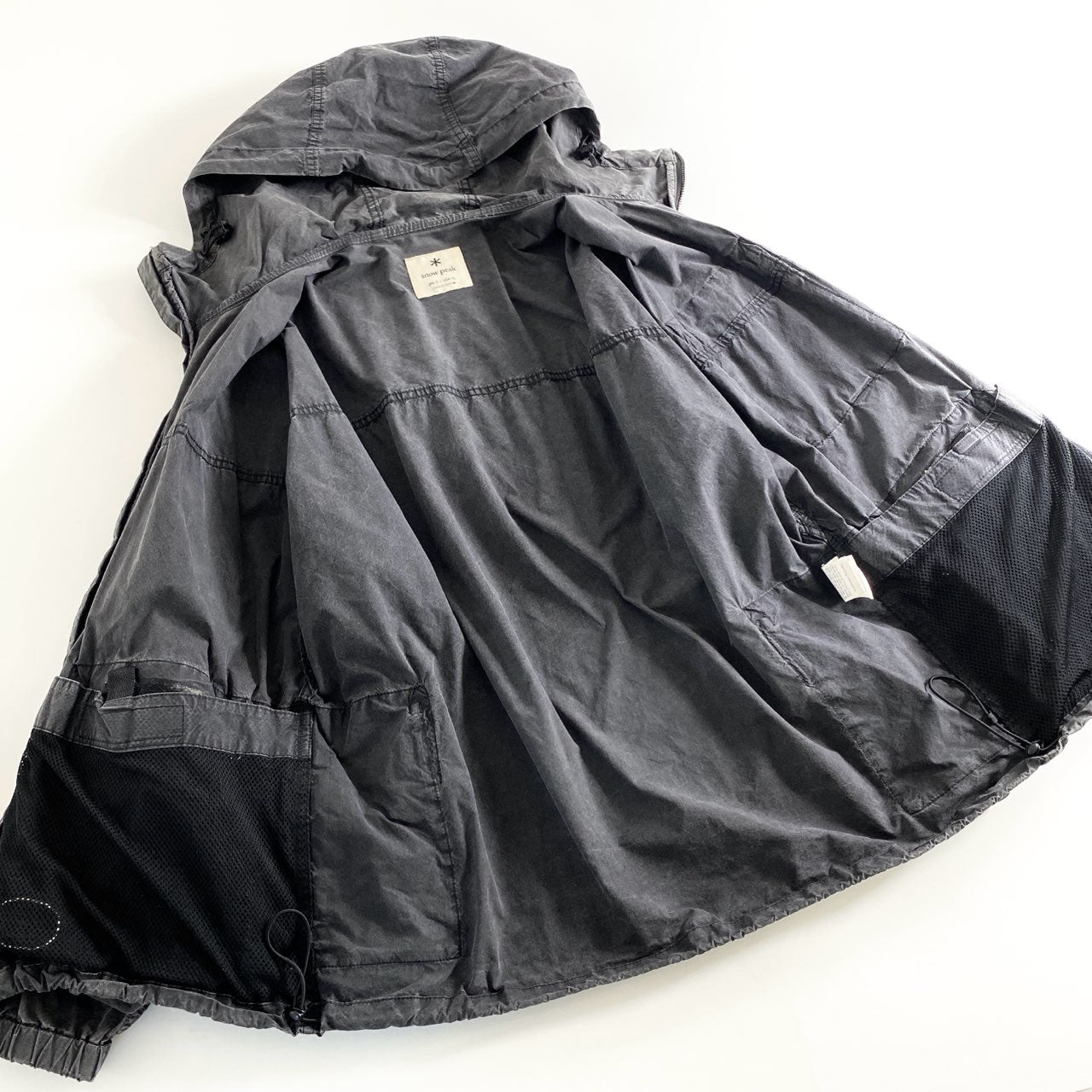 22a29 snow peak スノーピーク Indigo C/N Parka マウンテンパーカー ナイロンジャケット ライトアウター JK-19AU008 サイズS グレー系 メンズ 紳士服 アウトドア