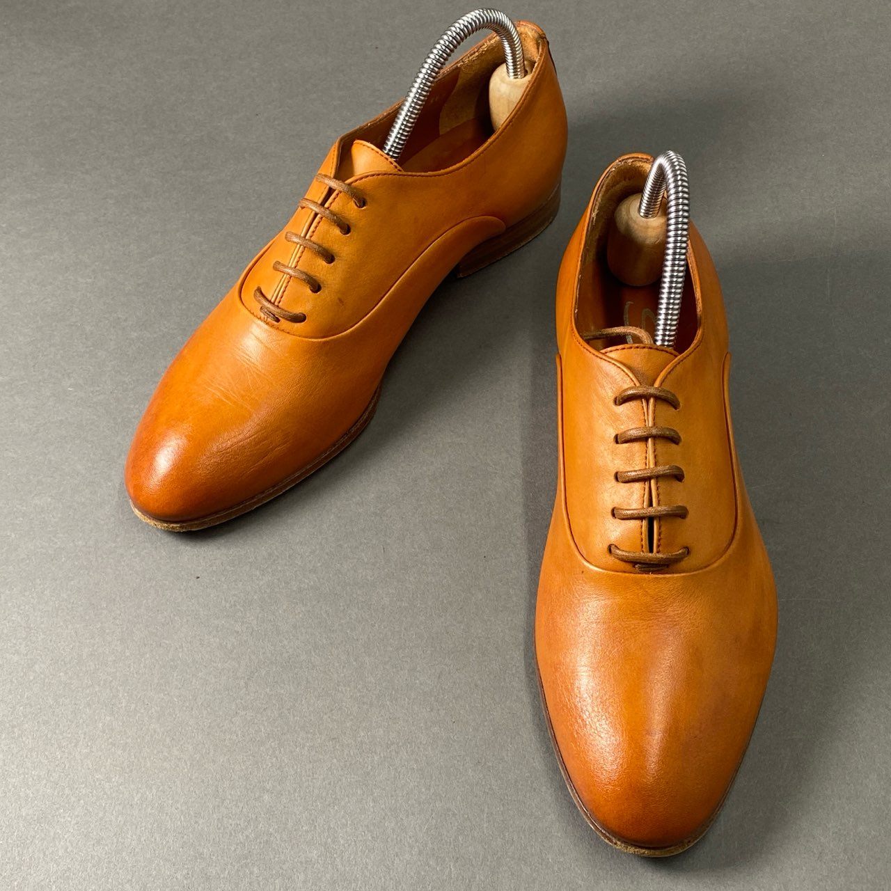 1c3 Santoni サントーニ レザー レースアップ ドレスシューズ 36 1/2 キャメル イタリア製 革靴 ビジネス