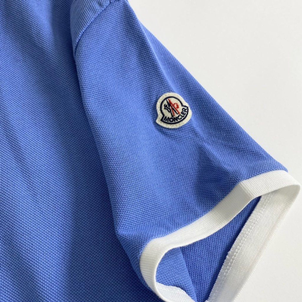 7e19-6 タグ付 MONCLER モンクレール ロゴワッペンポロシャツ サイズS ブルー MAGLIA POLO MANICA C マリア ポロマニカ 半袖 春夏