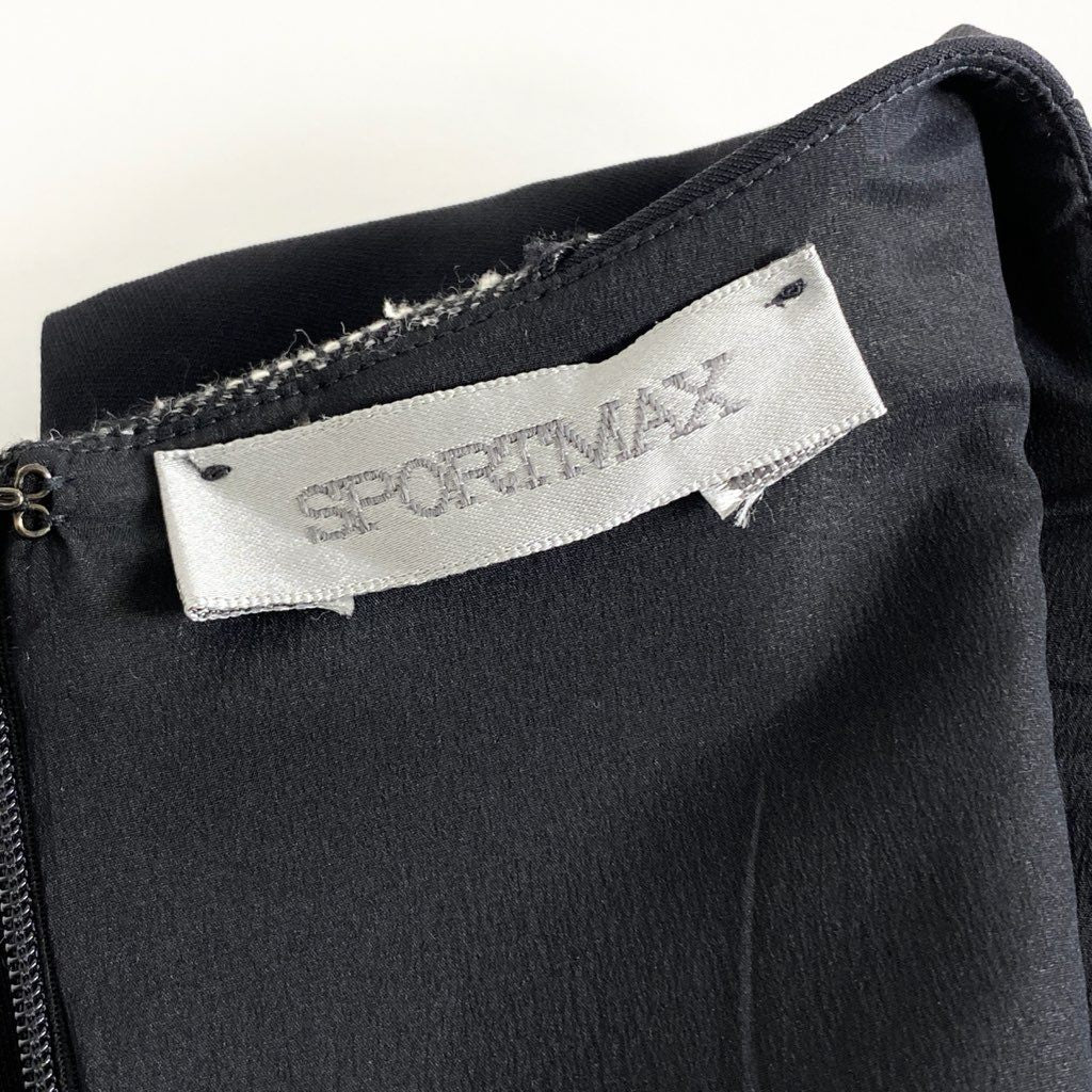 39c10 SPORTMAX スポーツマックス ノースリーブワンピース 膝丈ワンピース S ブラック レディース 異素材切替 バックジップ