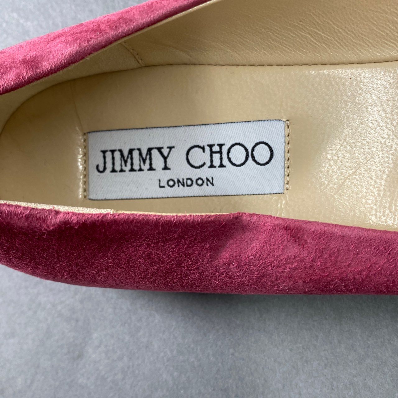 2b9 JIMMY CHOO ジミーチュウ イタリア製 GAZE FLAT フラット パンプス シューズ 35 パープル スエード パテントレザー MADE IN ITALY バレエシューズ