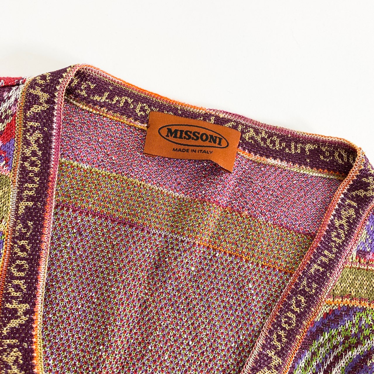 51A13 《美品》 MISSONI ミッソーニ フラワーデザインニットカーディガン 42 ピンク レッド ラメ カラフル レトロ 古着 イタリア製