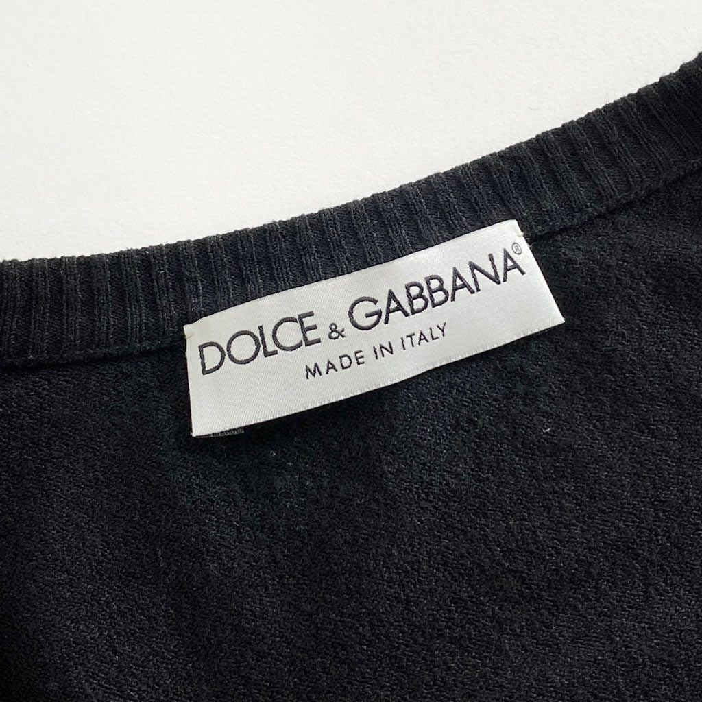 47b5 イタリア製 DOLCE&GABBANA ドルチェアンドガッバーナ 半袖ニット セーター トップス 38 ブラック ホワイト レディース