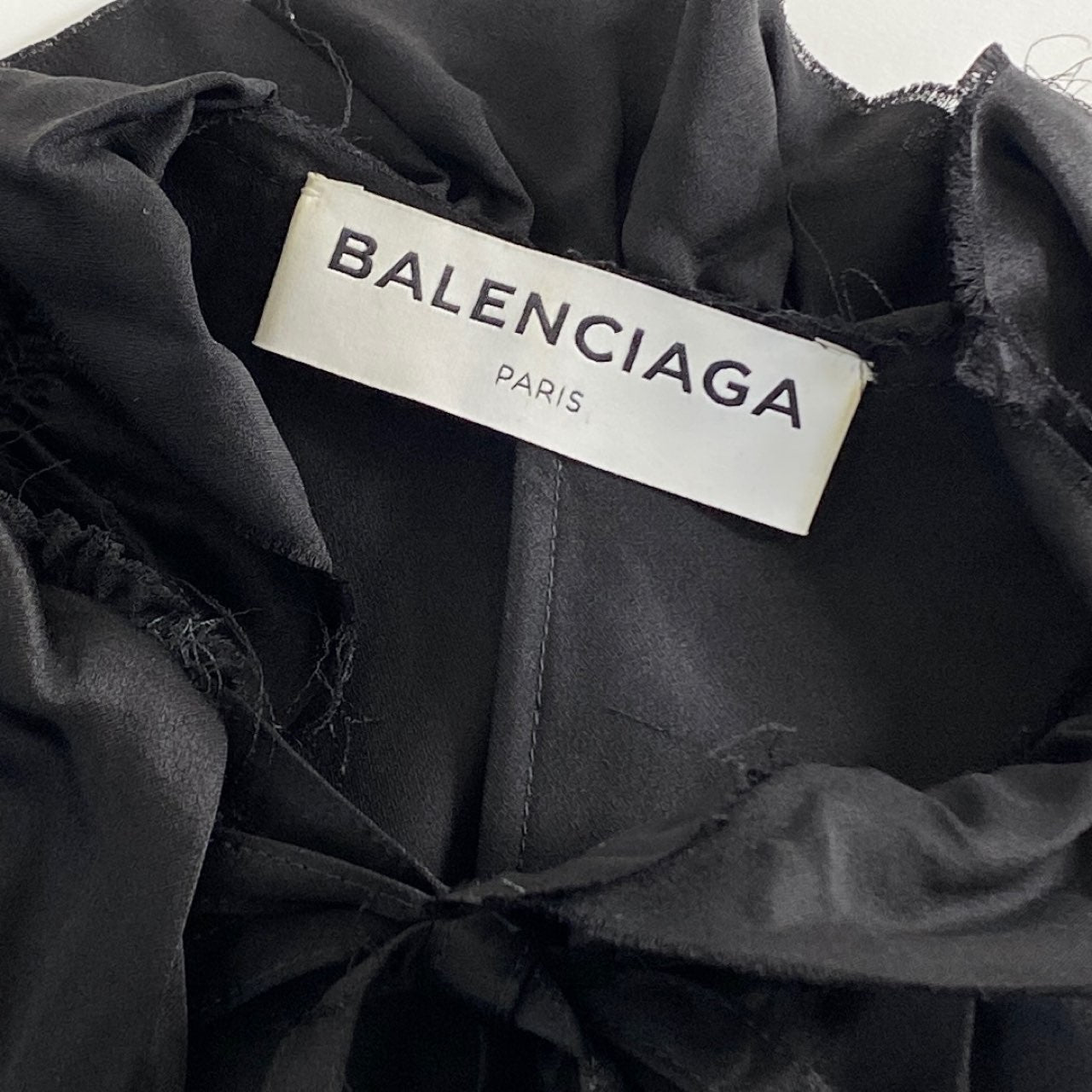 48a30 BALENCIAGA バレンシアガ シルクフリルドレス ワンピース ブラック SILK DRESS パーティ one piece