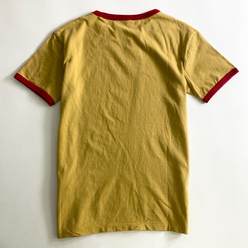 26b25 《美品》 タグ付 NIGEL CABOURN ナイジェルケーボン 日本製 袖リブ リンガー Tシャツ カットソー クルーネック 55-U-8110 8 イエロー コットン MADE IN JAPAN