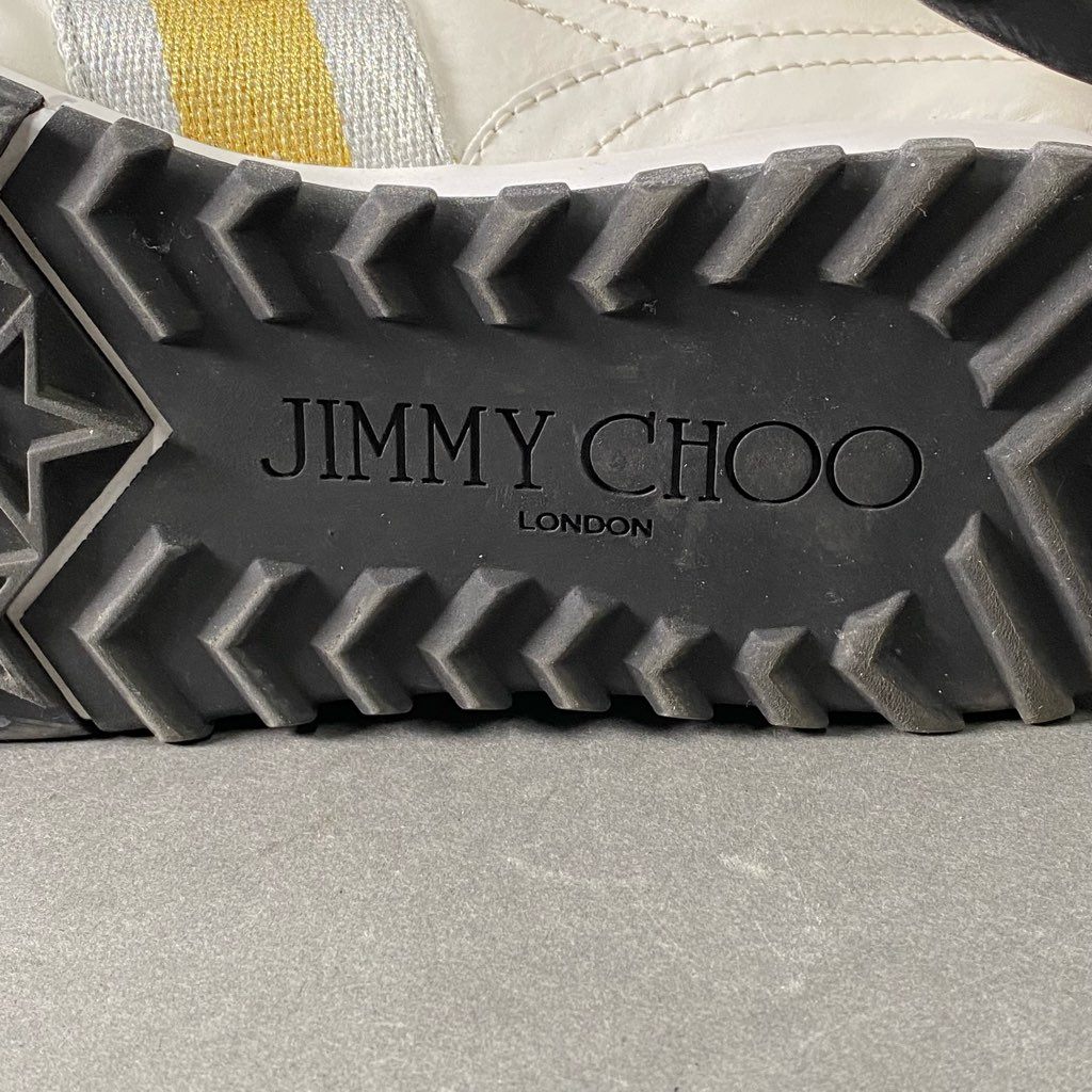 6c8 JIMMY CHOO ジミーチュウ イタリア製 RAFI ラフィ ローカットスニーカー シューズ 40 ホワイト レザー MADE IN ITALY