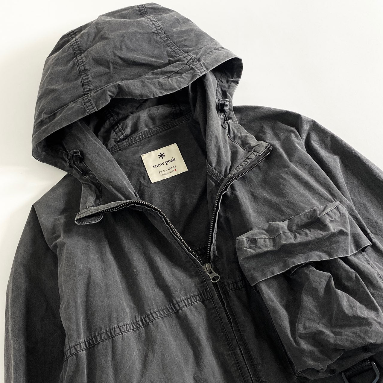 22a29 snow peak スノーピーク Indigo C/N Parka マウンテンパーカー ナイロンジャケット ライトアウター JK-19AU008 サイズS グレー系 メンズ 紳士服 アウトドア