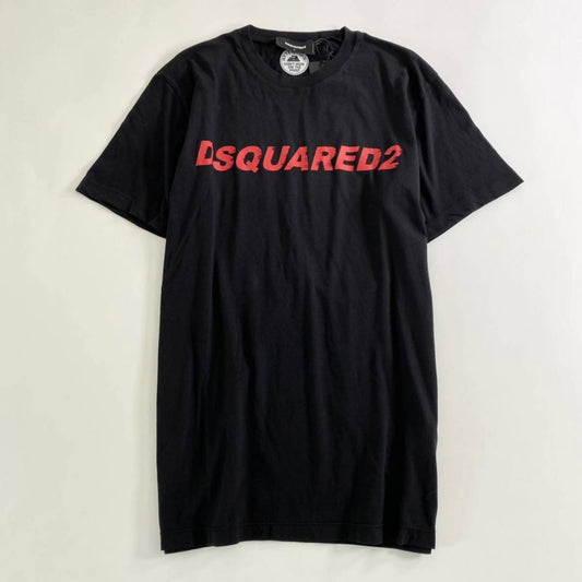 20e31-4 《極美品》 タグ付☆DSQUARED2 ディースクエアード ロゴプリント Tシャツ サイズL ブラック メンズ logo print tee 半袖 春夏